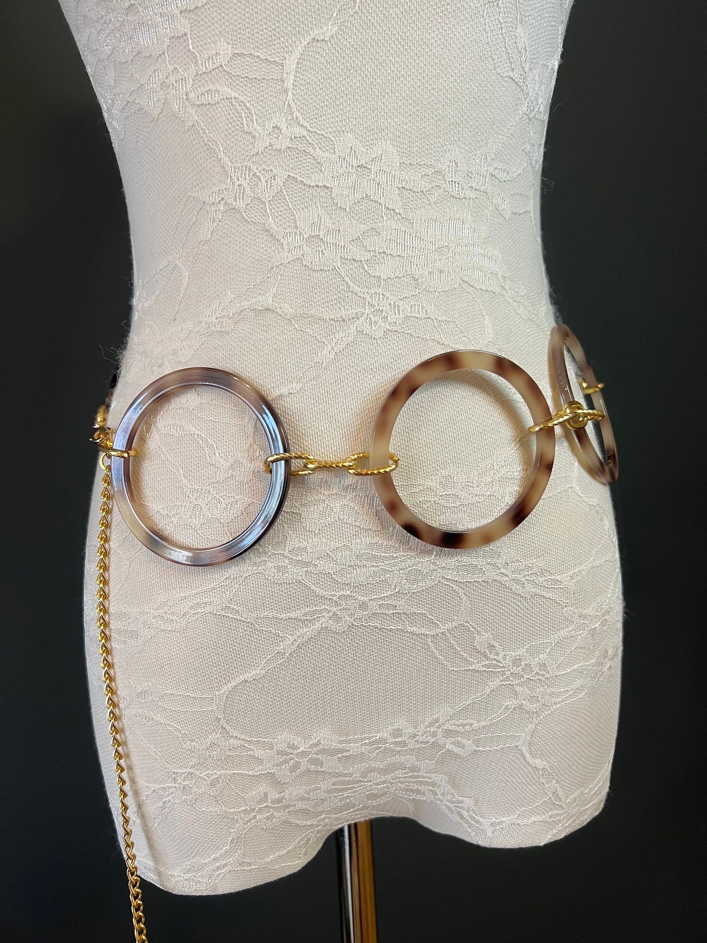 X-long Ring Belt, Horn Rings Chain Belt, 7cm Rings, Fashion Belt, Dress Belt, FAN Design, Boho Belt
