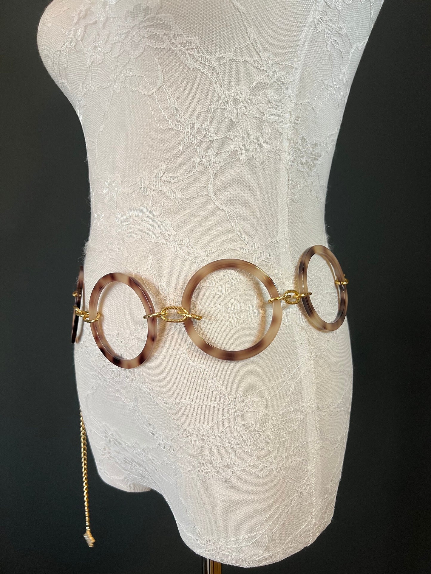 X-long Ring Belt, Horn Rings Chain Belt, 7cm Rings, Fashion Belt, Dress Belt, FAN Design, Boho Belt
