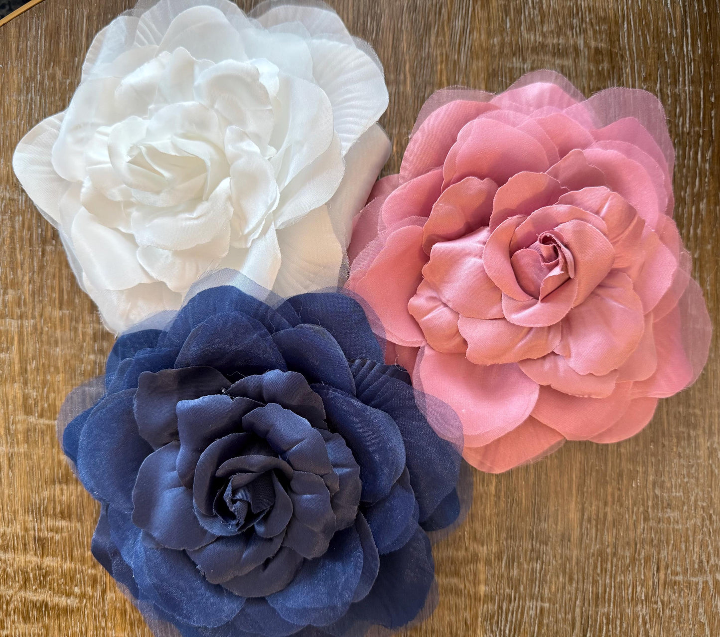 Large Corsage Flower, Ivory, Navy, Dusky Pink, 7” Wide, Large Pin on Corsage, Bridal, Clothing, Fashion, Hat, Accessory, Fashion, FAN Design