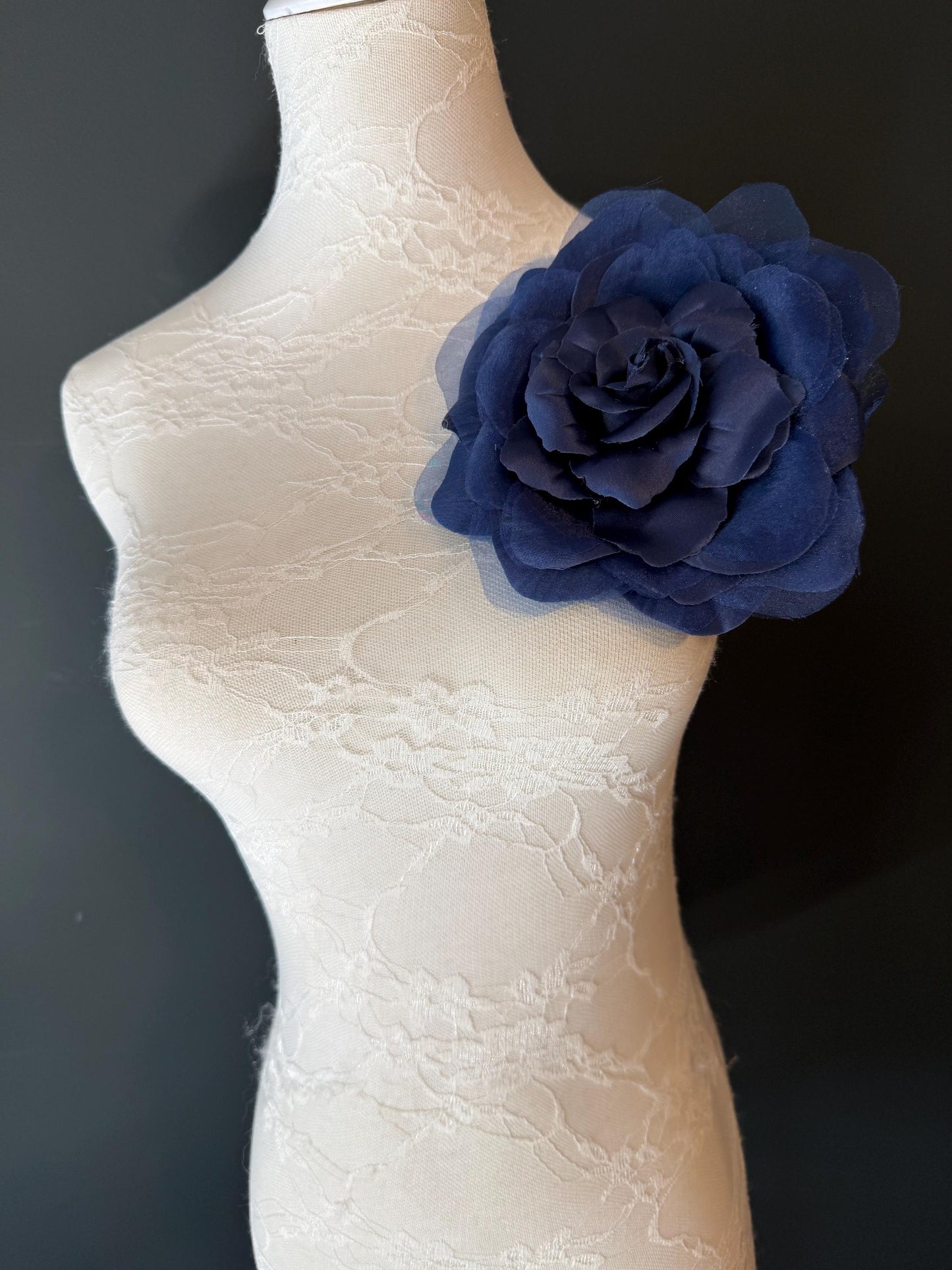 Large Corsage Flower, Ivory, Navy, Dusky Pink, 7” Wide, Large Pin on Corsage, Bridal, Clothing, Fashion, Hat, Accessory, Fashion, FAN Design