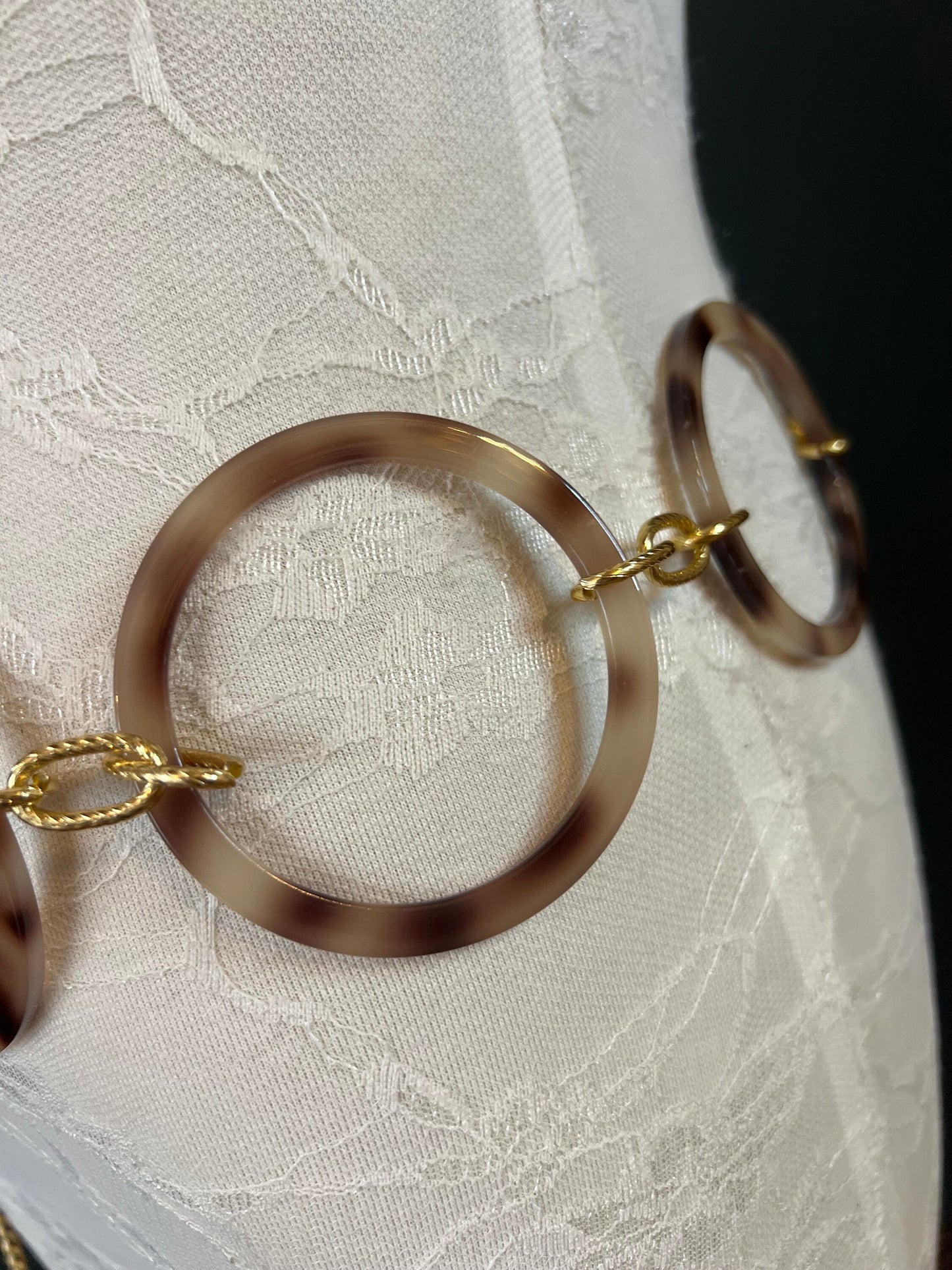 X-long Ring Belt, Horn Rings Chain Belt, 7cm Rings, Fashion Belt, Dress Belt, FAN Design, Boho Belt