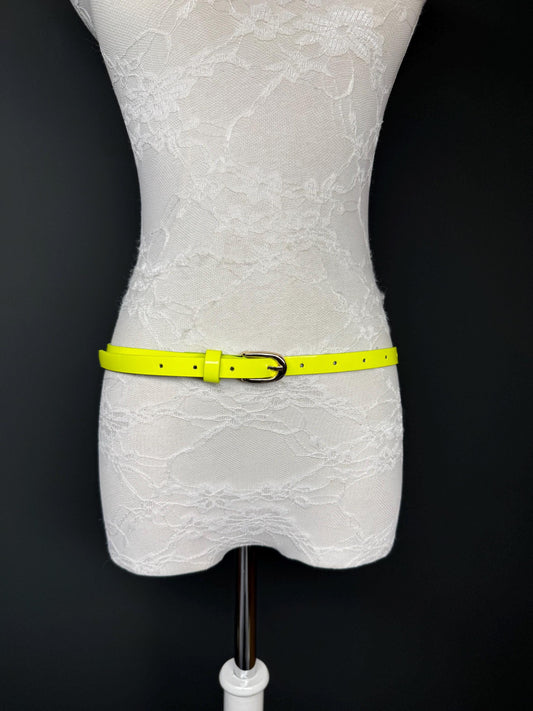 1/2 Wide Neon Yellow Belt Accessory , Adjustable Size 6-14, Fashion Belt, Handmade Belt, High Quality, Neon Colour. Vegan Belt, Festival
