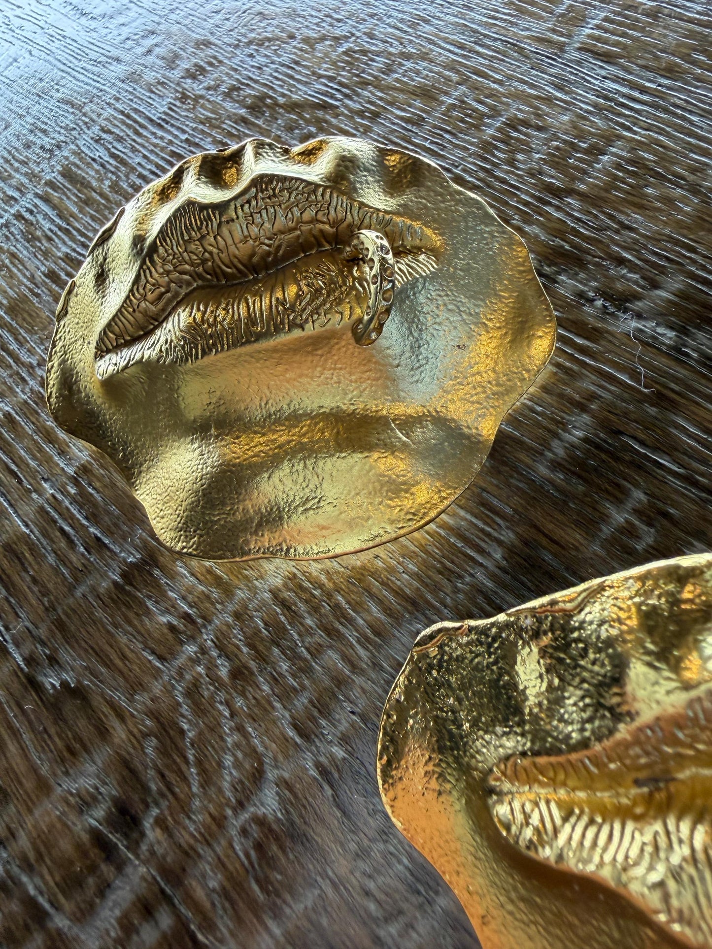 Large Gold Mouth Brooch, Unusual FAN Design, Statement Brooch (8cm x 6cm)