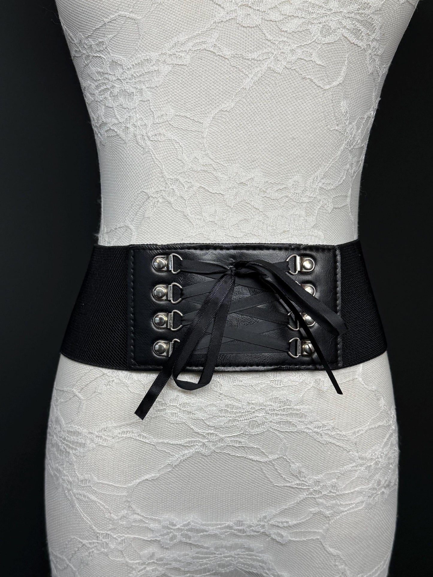 3” Belt-Wide Faux Leather Belt, Black Elastic Belt, Gift, Elasticated Belt, Stretch Belt, Corset Belt, D Ring Belt