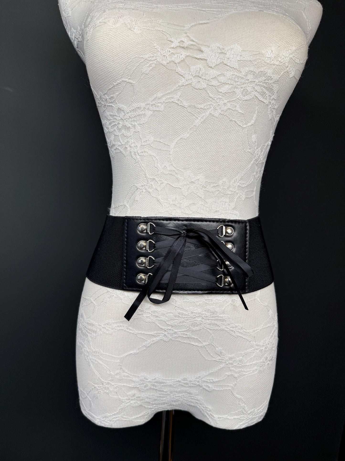 3” Belt-Wide Faux Leather Belt, Black Elastic Belt, Gift, Elasticated Belt, Stretch Belt, Corset Belt, D Ring Belt