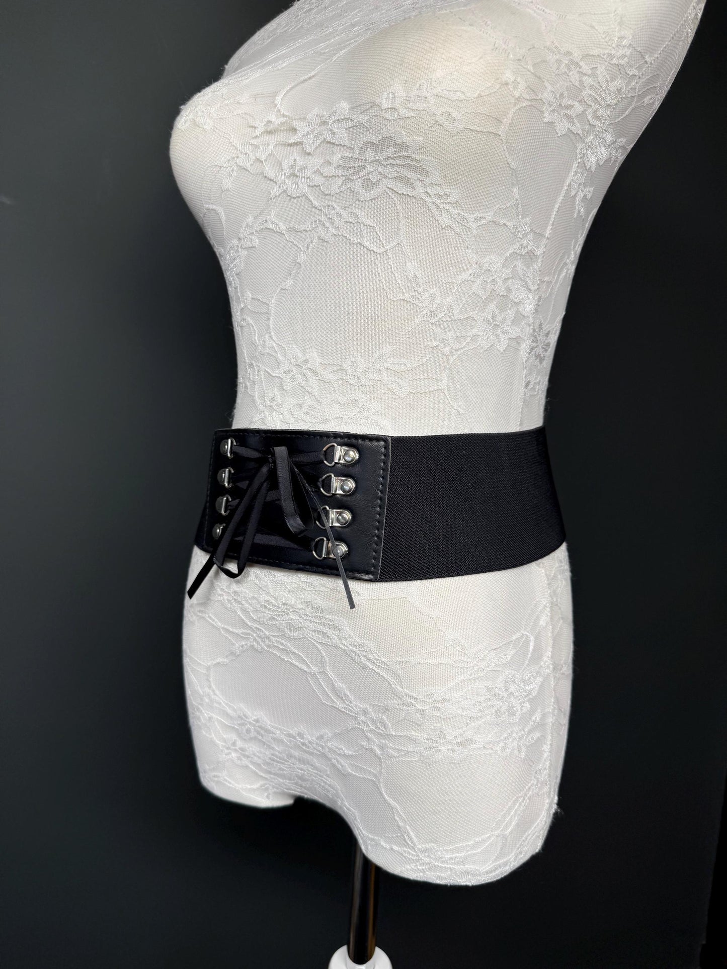 3” Belt-Wide Faux Leather Belt, Black Elastic Belt, Gift, Elasticated Belt, Stretch Belt, Corset Belt, D Ring Belt