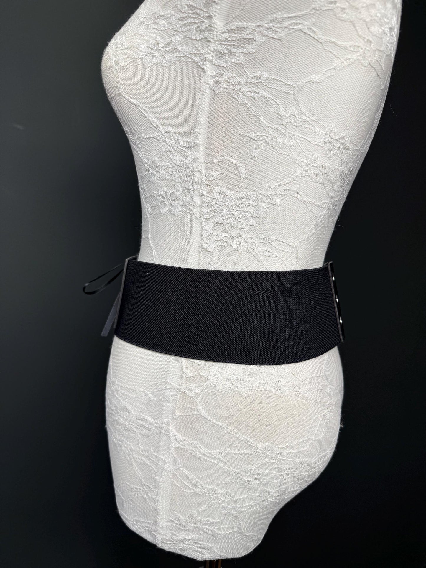 3” Belt-Wide Faux Leather Belt, Black Elastic Belt, Gift, Elasticated Belt, Stretch Belt, Corset Belt, D Ring Belt