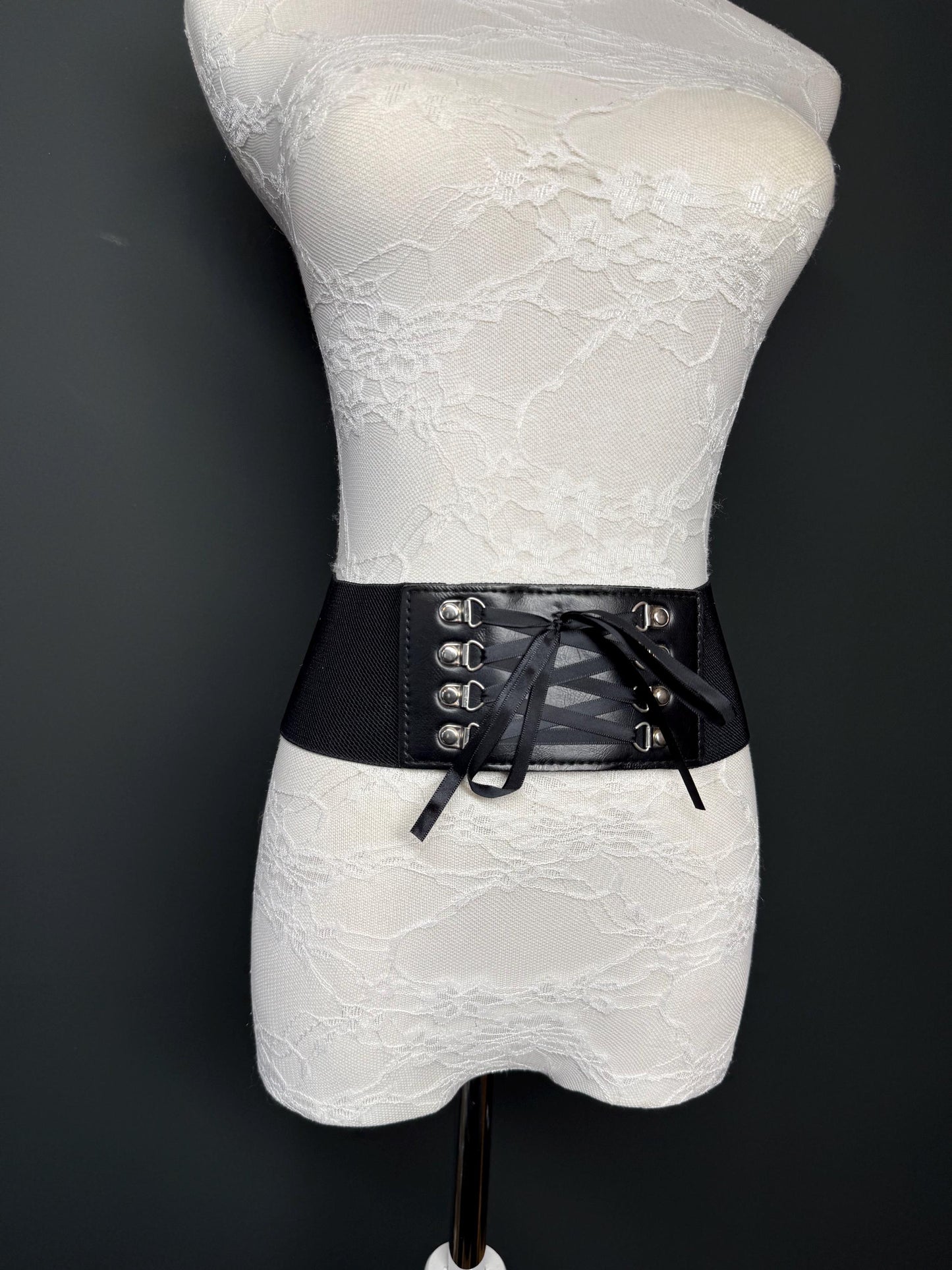 3” Belt-Wide Faux Leather Belt, Black Elastic Belt, Gift, Elasticated Belt, Stretch Belt, Corset Belt, D Ring Belt