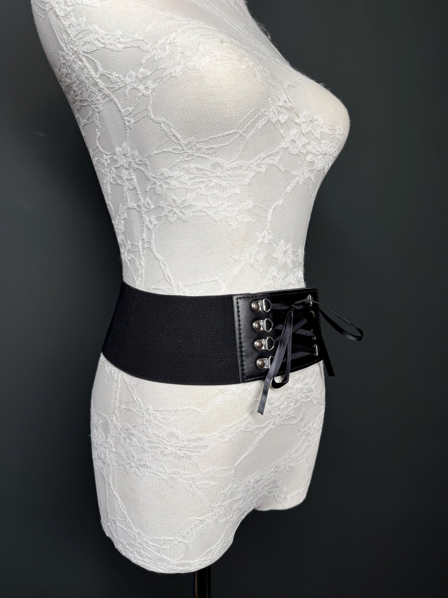 3” Belt-Wide Faux Leather Belt, Black Elastic Belt, Gift, Elasticated Belt, Stretch Belt, Corset Belt, D Ring Belt