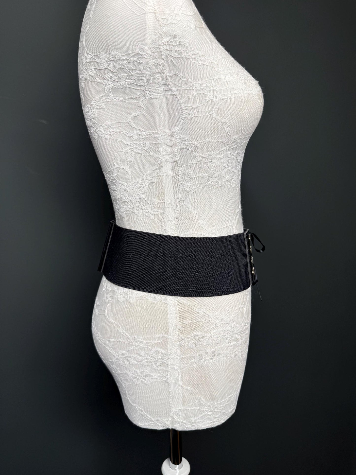 3” Belt-Wide Faux Leather Belt, Black Elastic Belt, Gift, Elasticated Belt, Stretch Belt, Corset Belt, D Ring Belt