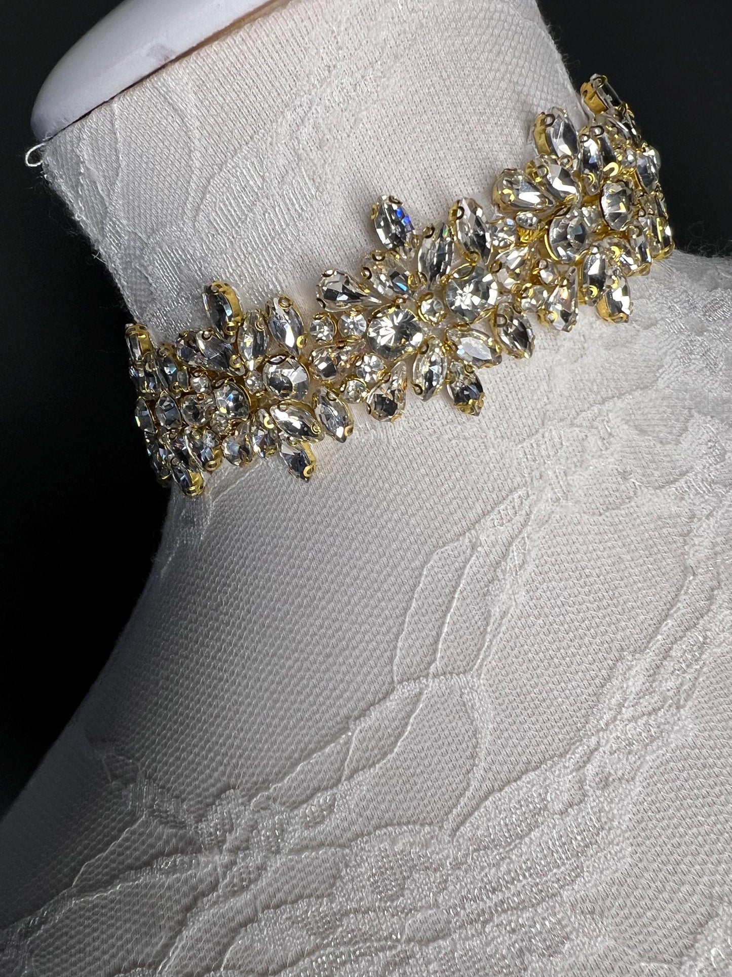 Jewel Choker, Choker Necklace, Bridal, Weddings Rhinestone choker, Handmade, Classic Choker, Stunning, Exclusive FAN Design