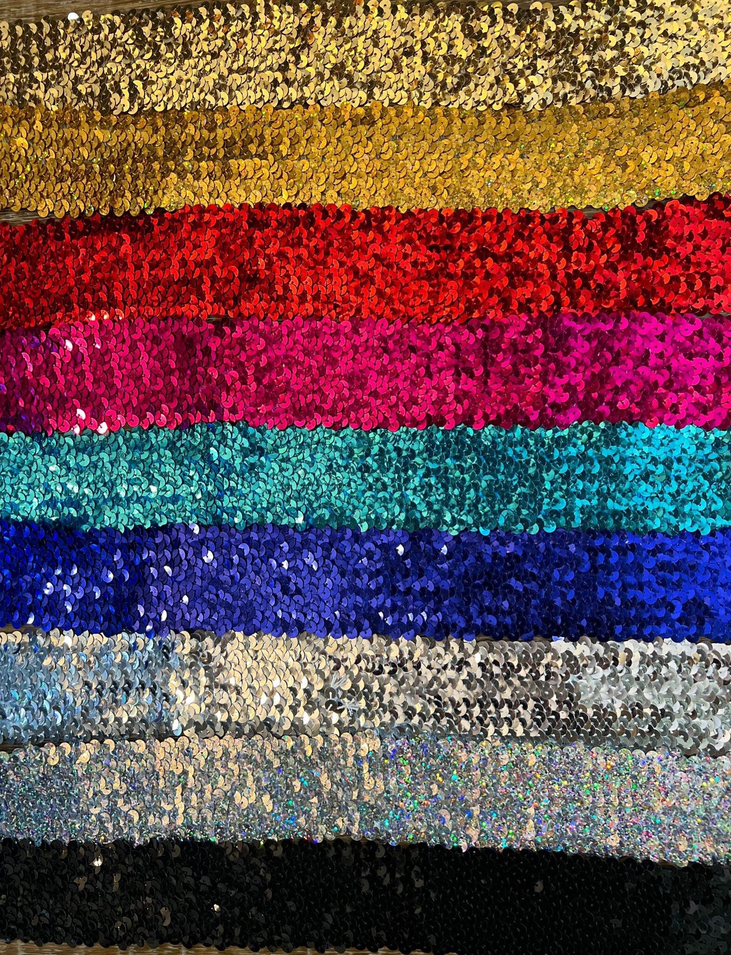 5cm Wide Stretch Sequins Elastic, Stretchy Sequins Elastic, 10 Colours, 2” Wide Sequins
