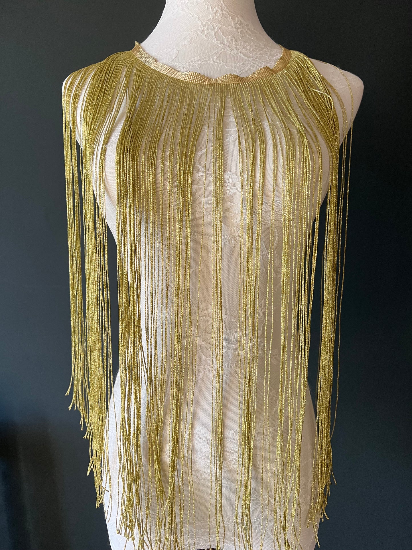 20" Lurex Fringe, Gold Couture Clothing Trim