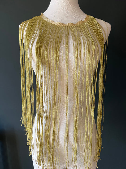 20" Lurex Fringe, Gold Couture Clothing Trim