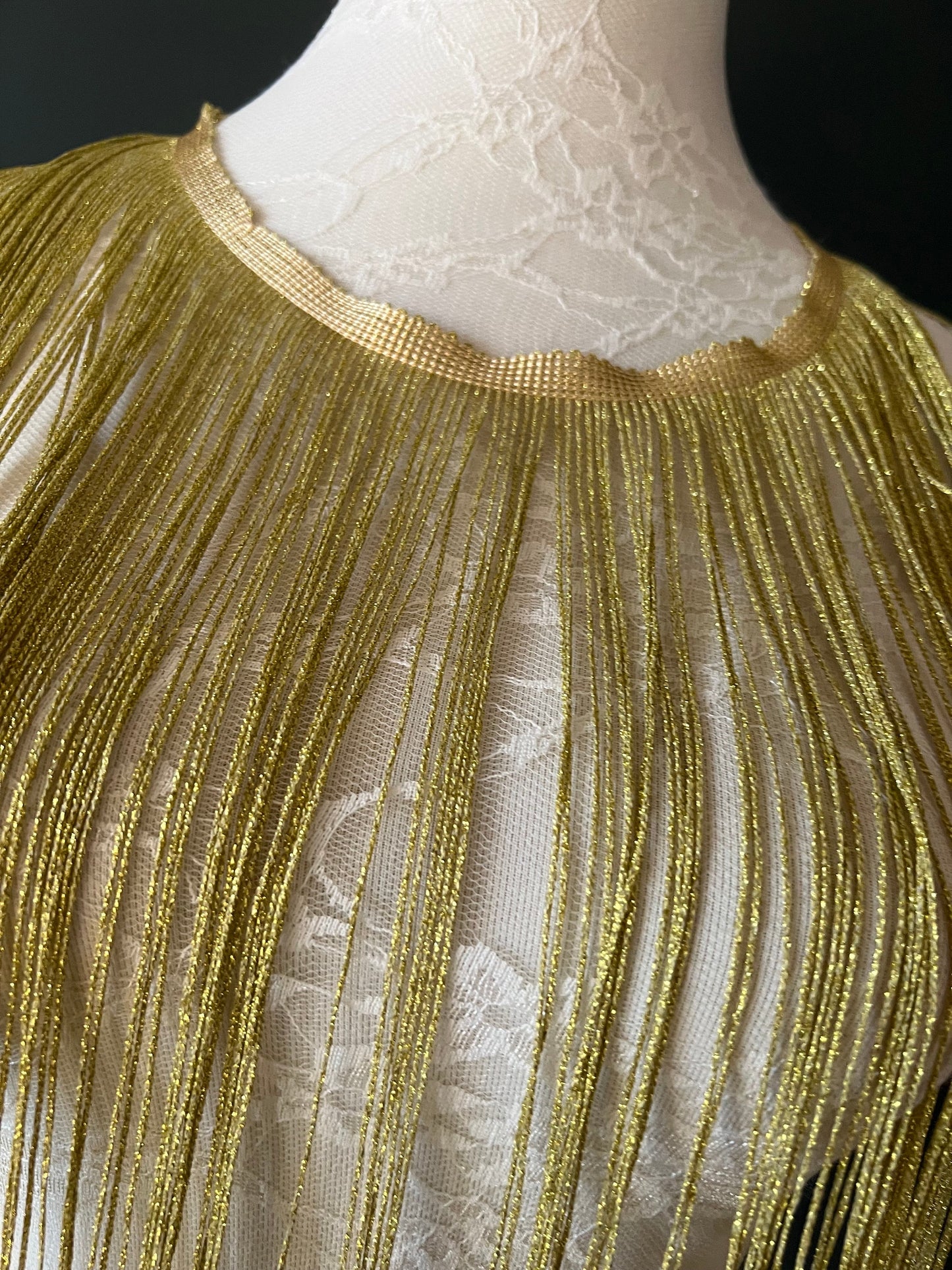 20" Lurex Fringe, Gold Couture Clothing Trim