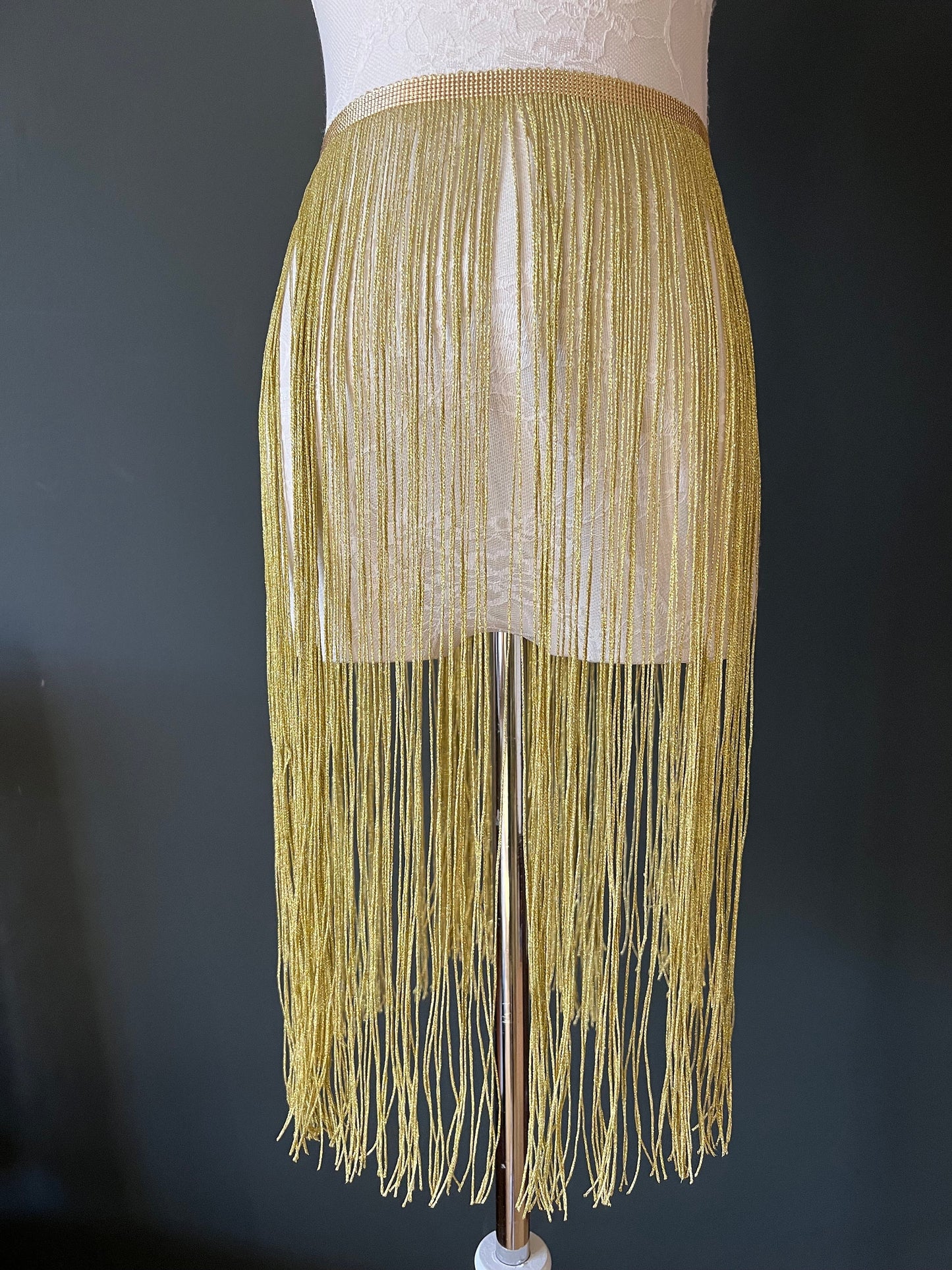 20" Lurex Fringe, Gold Couture Clothing Trim