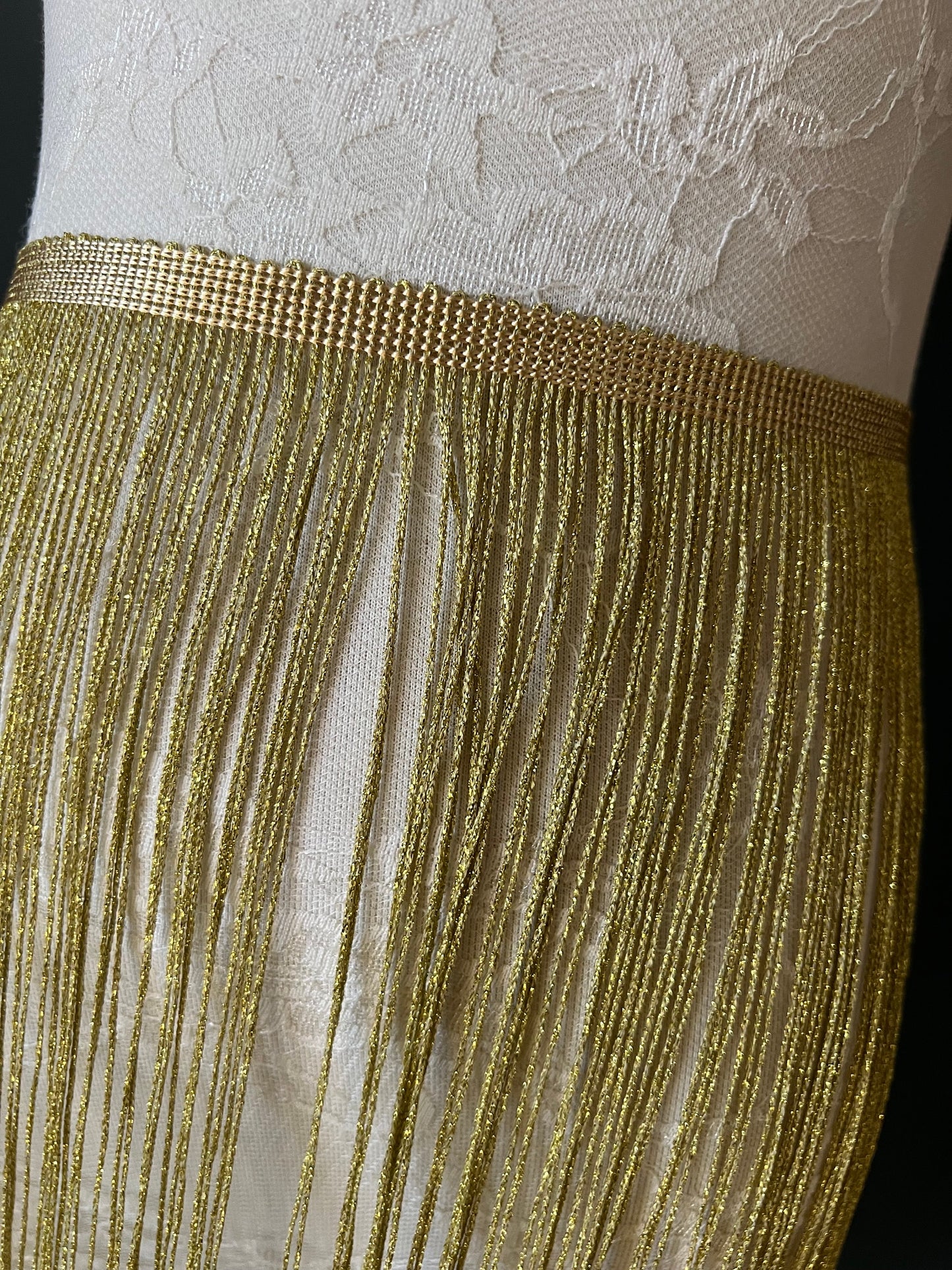 20" Lurex Fringe, Gold Couture Clothing Trim