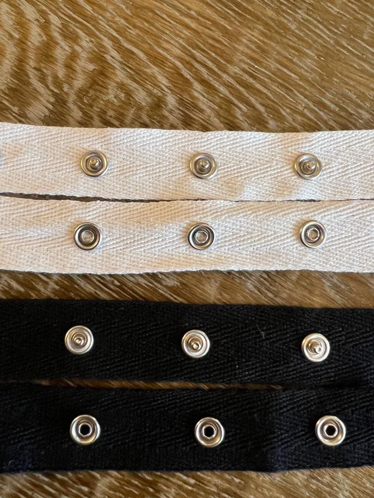 2cm Cotton Snap Tape, Black or White, Metal Poppers