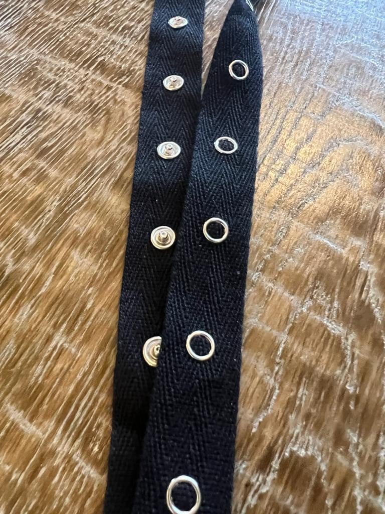 2cm Cotton Snap Tape, Black or White, Metal Poppers