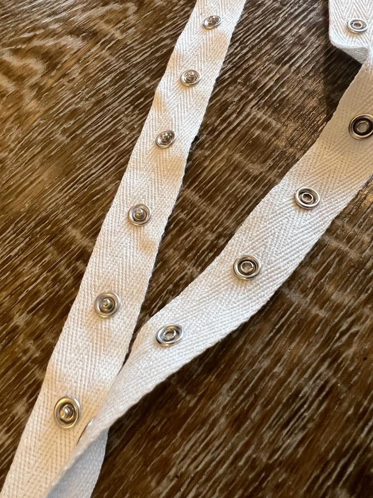 2cm Cotton Snap Tape, Black or White, Metal Poppers