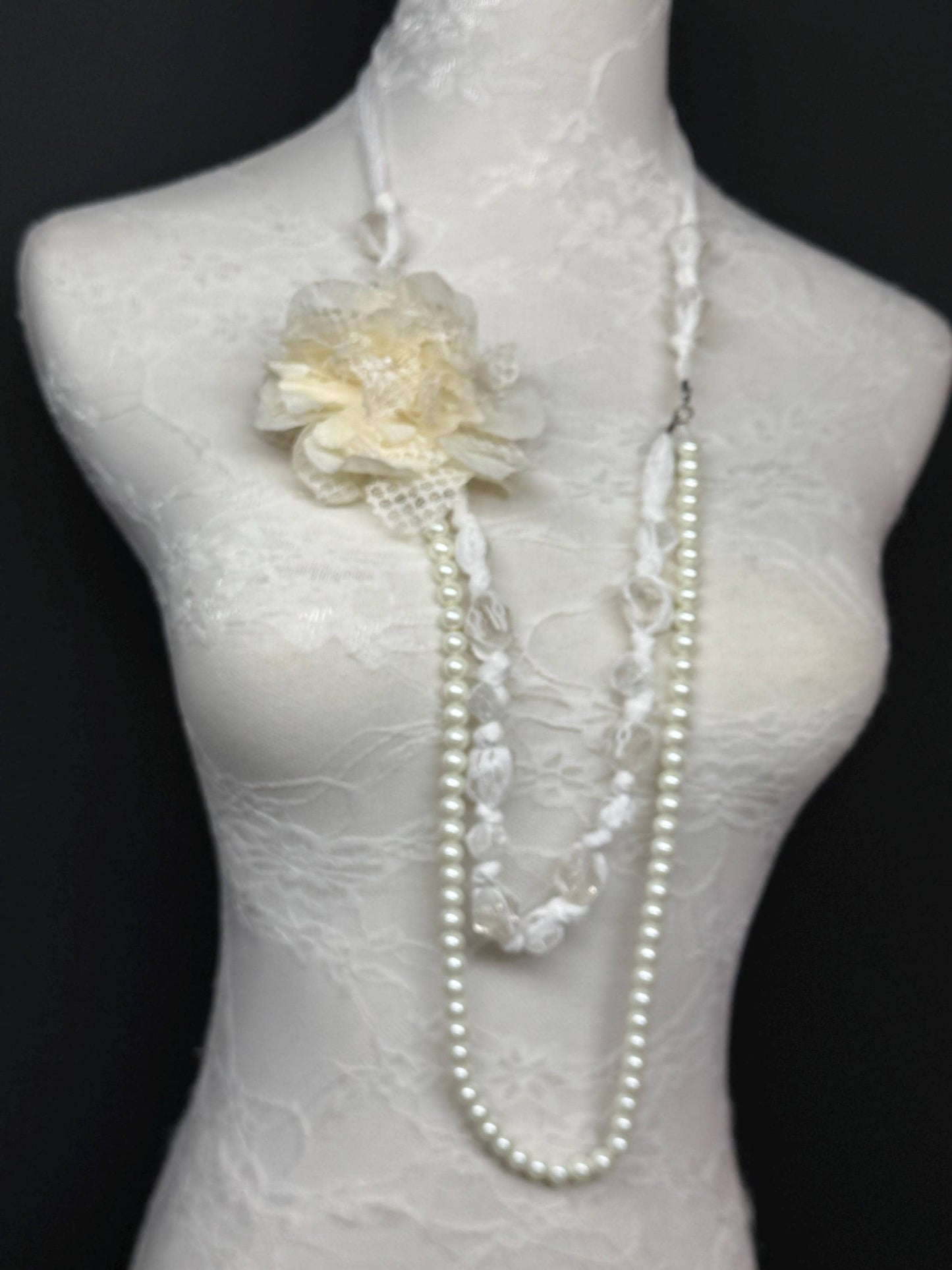 Pearl Necklace, Pearl Corsage Necklace, Bridal, Elegant, Gift, Handmade, Exclusive FAN Design, Necklace, Gift, Prom, Teen