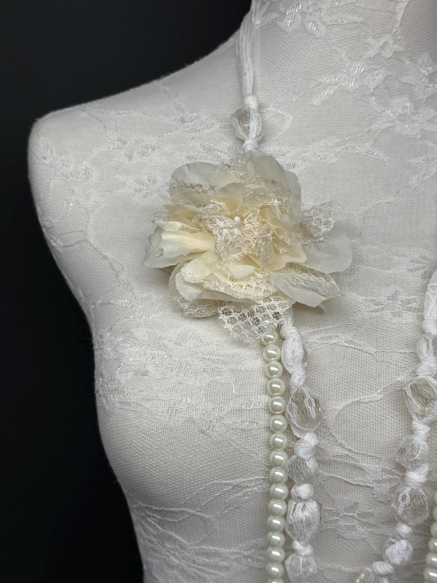Pearl Necklace, Pearl Corsage Necklace, Bridal, Elegant, Gift, Handmade, Exclusive FAN Design, Necklace, Gift, Prom, Teen