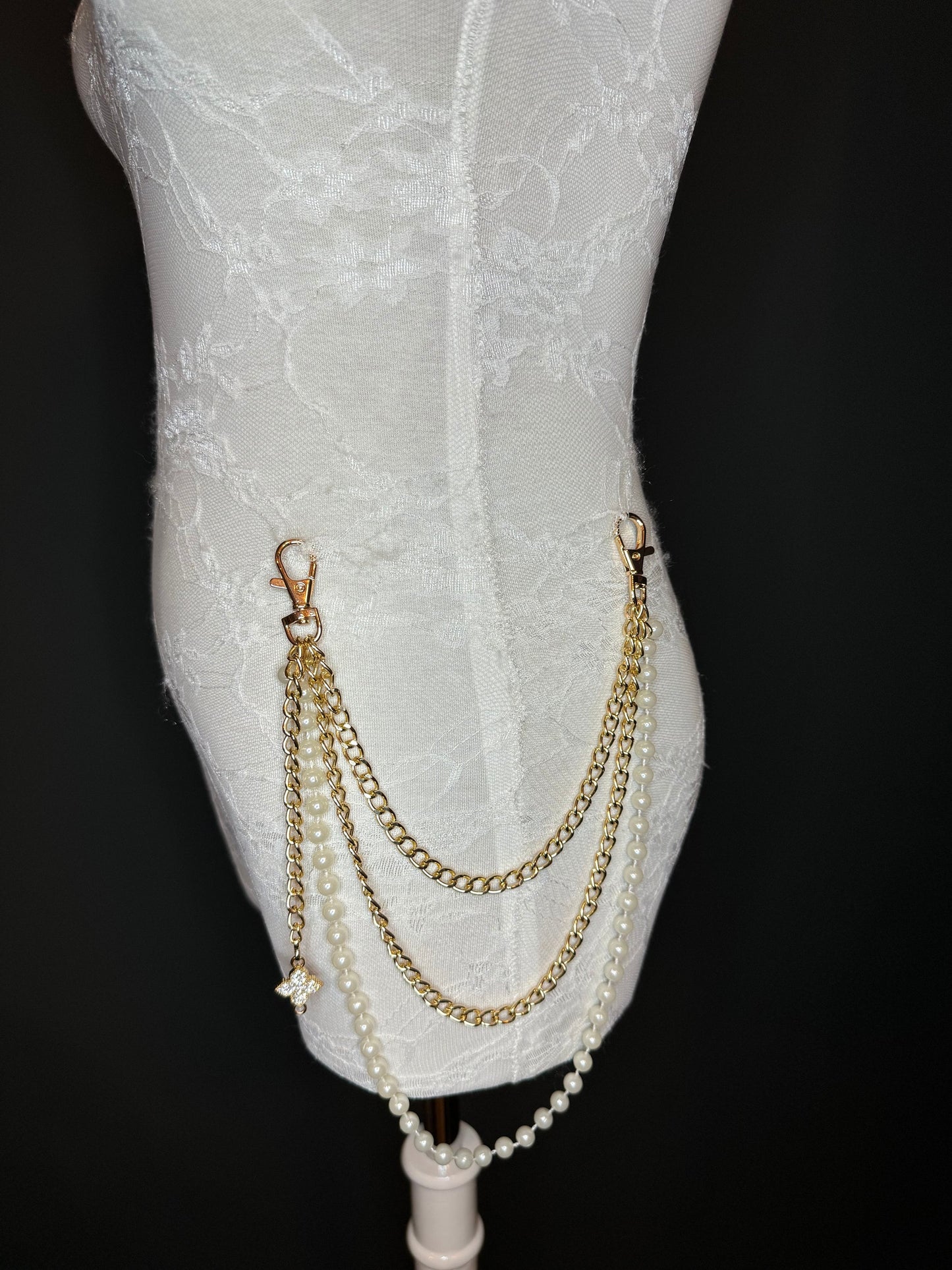 Layered Jeans Chains, Street Fashion, Hip Hop, 3 size selection, Silver, 3 Layers, Gold, Silver, Pearl Jeans Chain, Festival, Gift,Bag Chain