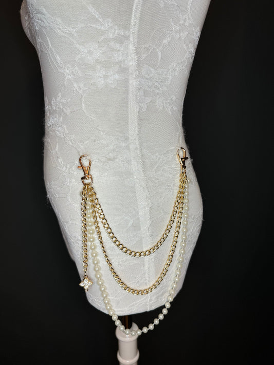 Layered Jeans Chains, Street Fashion, Hip Hop, 3 size selection, Silver, 3 Layers, Gold, Silver, Pearl Jeans Chain, Festival, Gift,Bag Chain