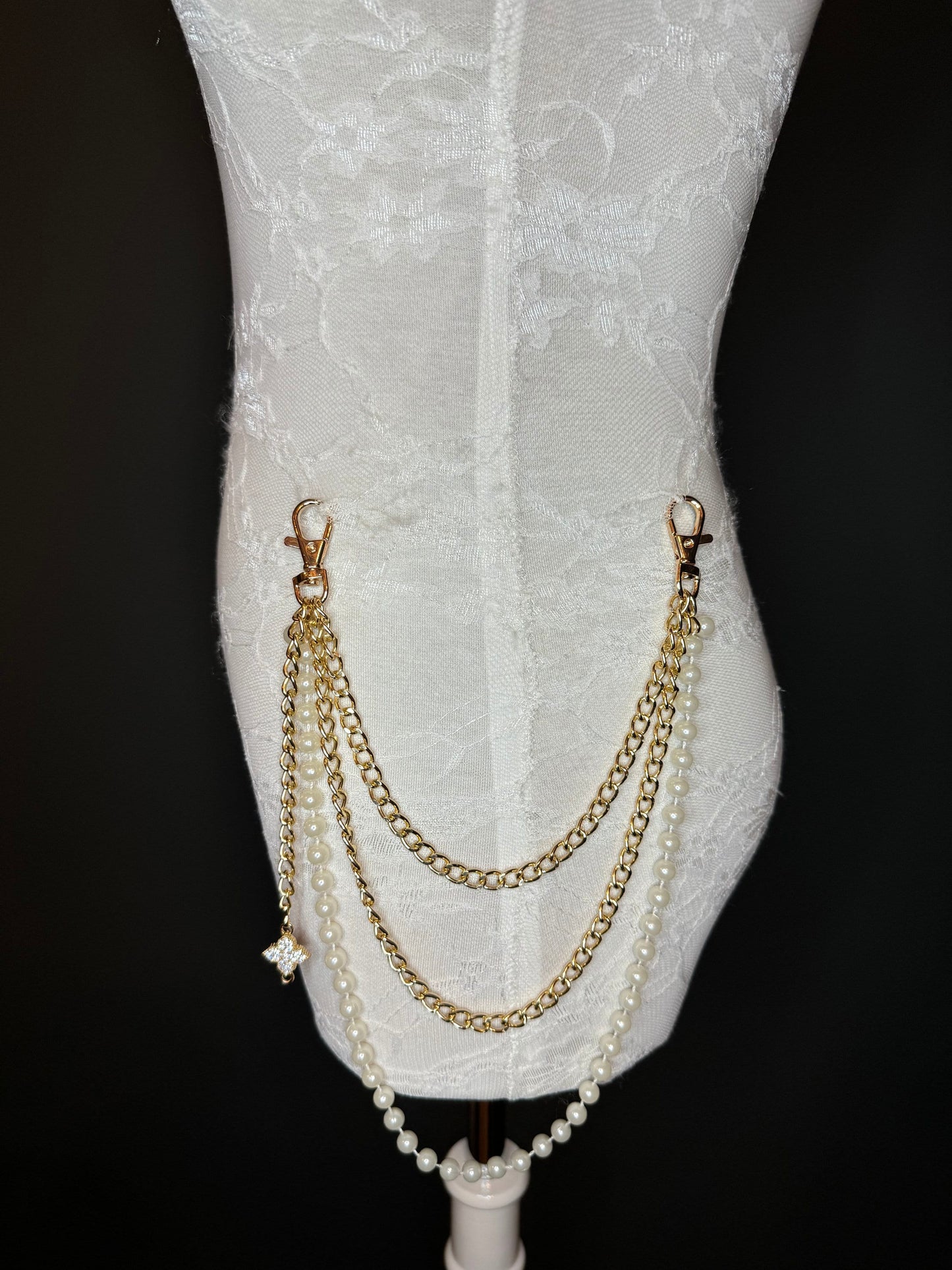 Layered Jeans Chains, Street Fashion, Hip Hop, 3 size selection, Silver, 3 Layers, Gold, Silver, Pearl Jeans Chain, Festival, Gift,Bag Chain