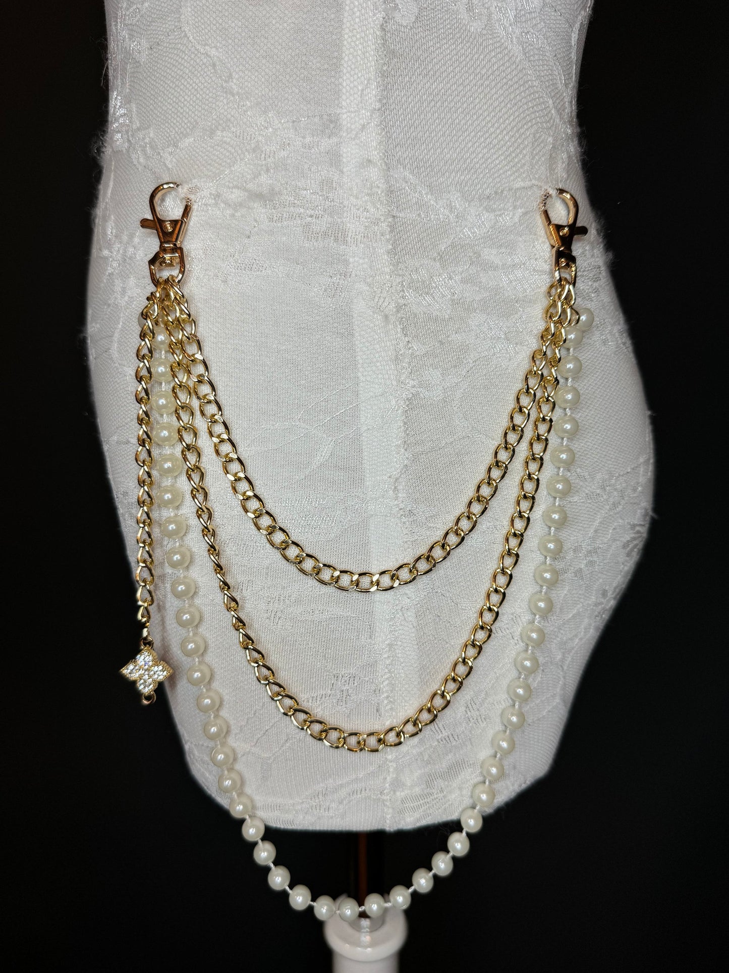 Layered Jeans Chains, Street Fashion, Hip Hop, 3 size selection, Silver, 3 Layers, Gold, Silver, Pearl Jeans Chain, Festival, Gift,Bag Chain