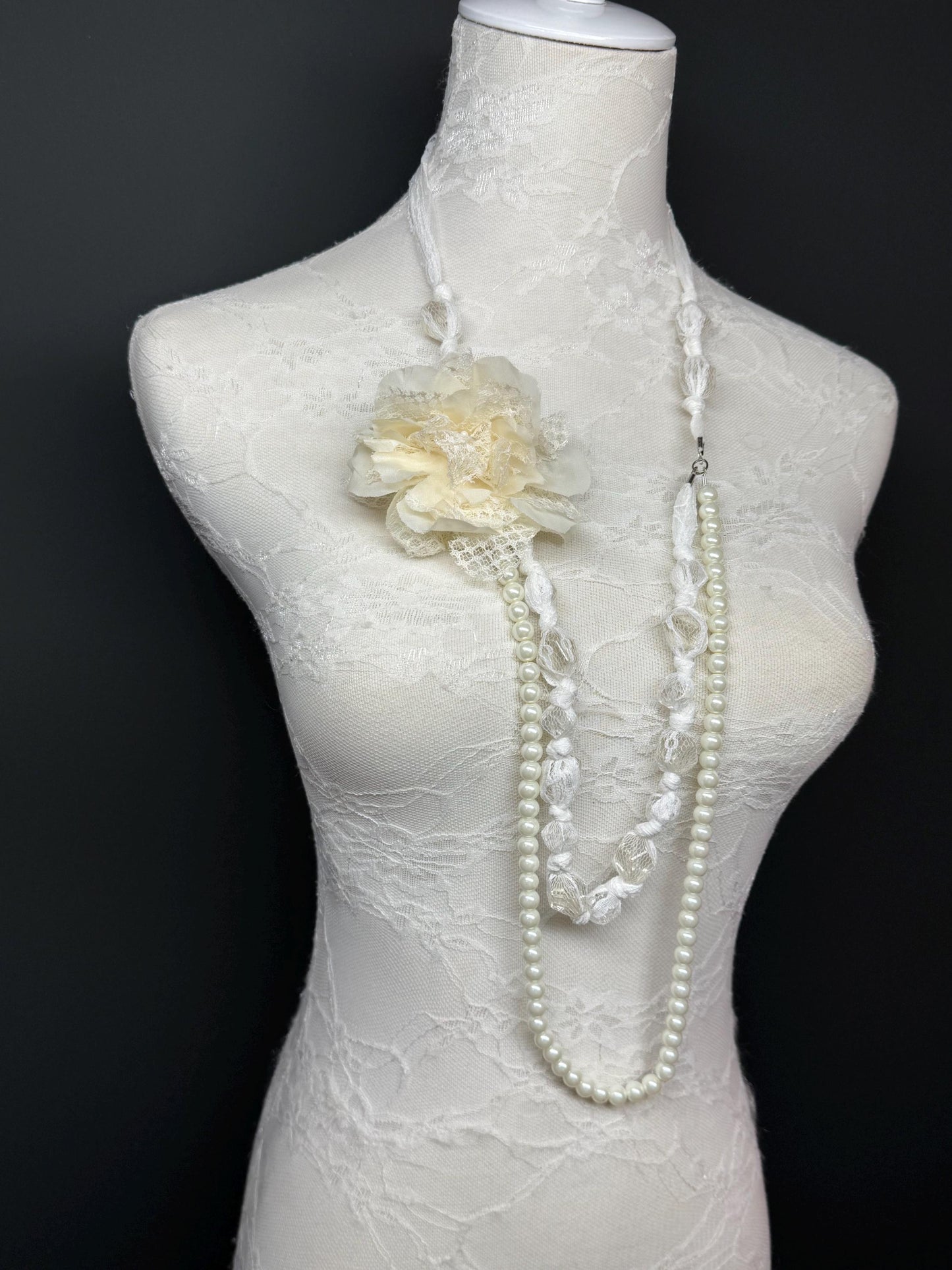 Pearl Necklace, Pearl Corsage Necklace, Bridal, Elegant, Gift, Handmade, Exclusive FAN Design, Necklace, Gift, Prom, Teen