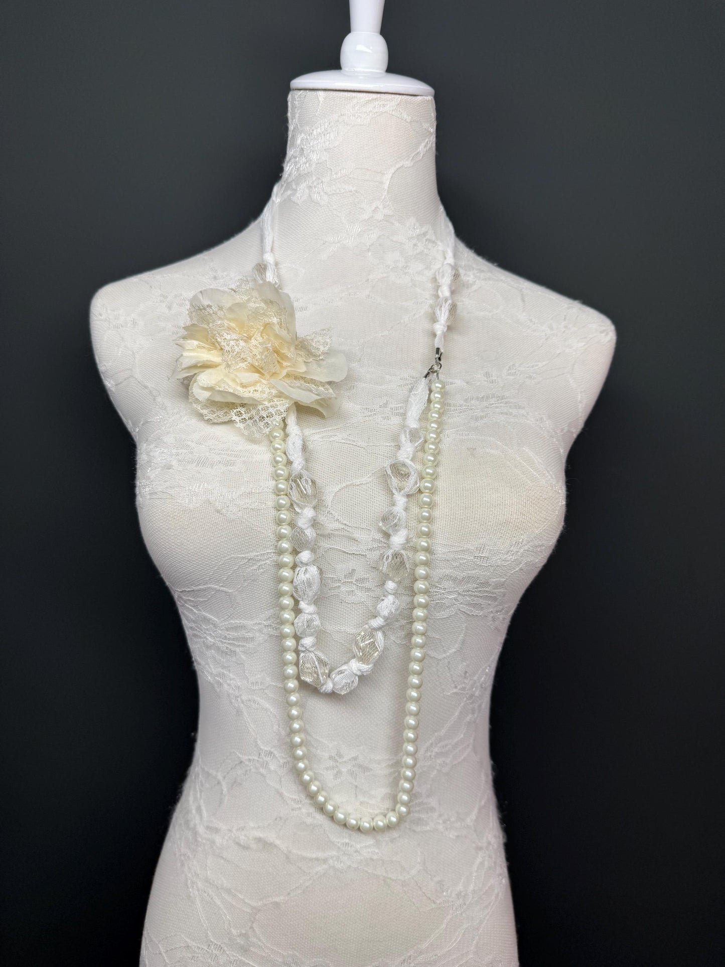 Pearl Necklace, Pearl Corsage Necklace, Bridal, Elegant, Gift, Handmade, Exclusive FAN Design, Necklace, Gift, Prom, Teen