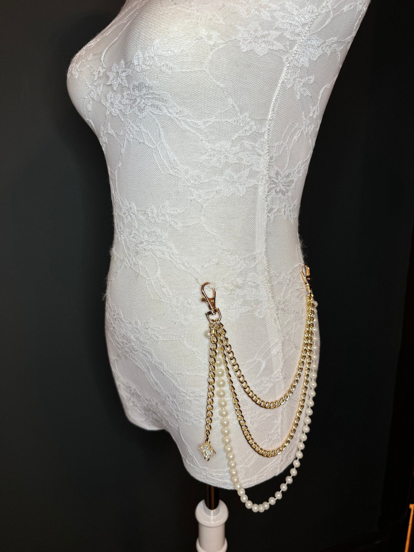 Layered Jeans Chains, Street Fashion, Hip Hop, 3 size selection, Silver, 3 Layers, Gold, Silver, Pearl Jeans Chain, Festival, Gift,Bag Chain