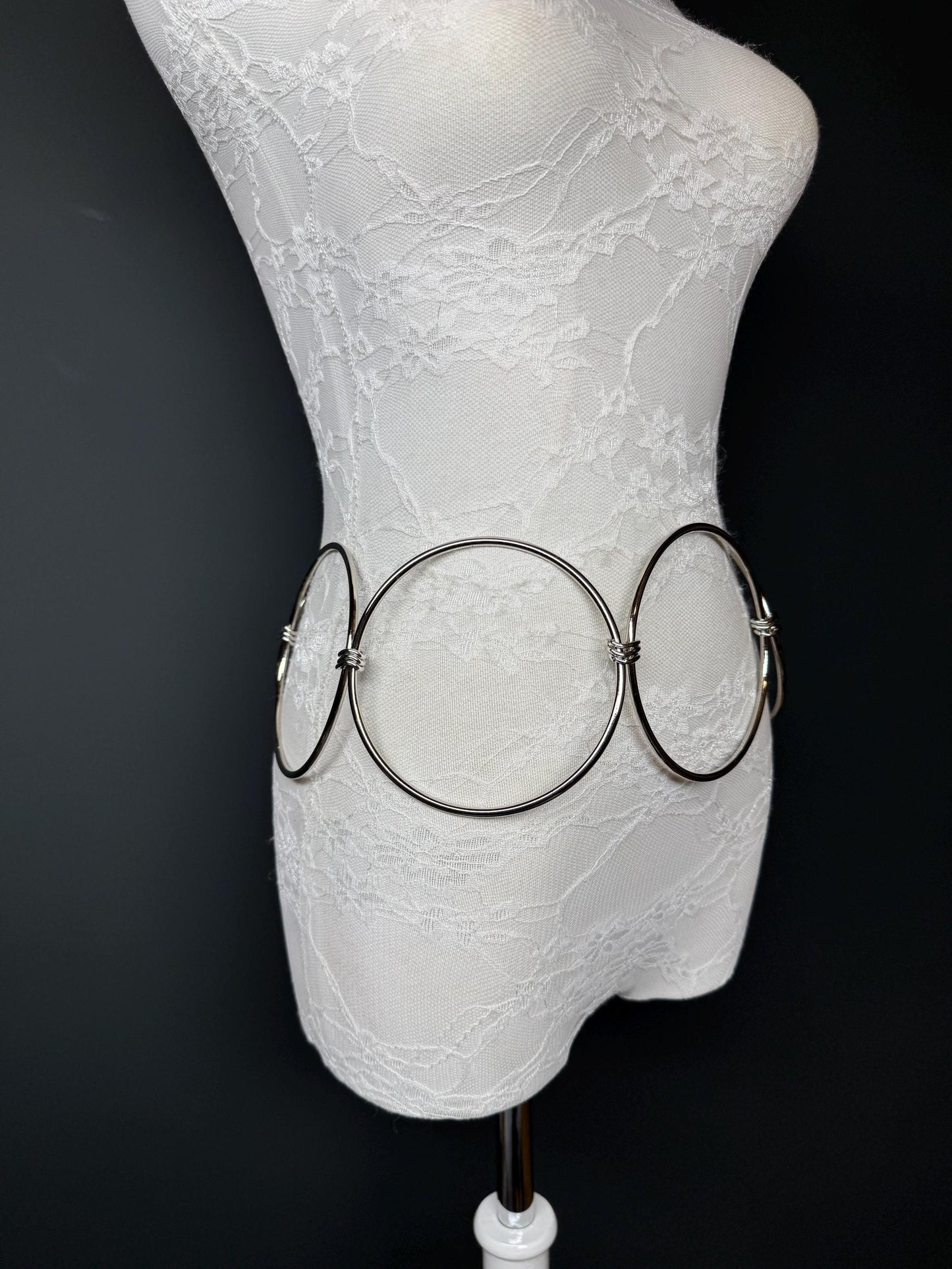 X-long, Silver, Gold 4.5” Metal Rings Belt, Silver, Gold Metal Ring Belt, Extra Wide, FAN Design, Elegant, Belt, Plus Sizes, Teen, 18”-60”