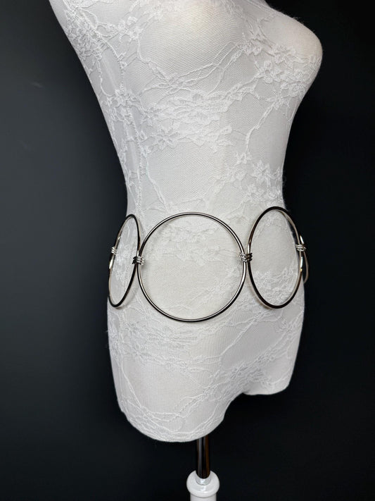 X-long, Silver, Gold 4.5” Metal Rings Belt, Silver, Gold Metal Ring Belt, Extra Wide, FAN Design, Elegant, Belt, Plus Sizes, Teen, 18”-60”