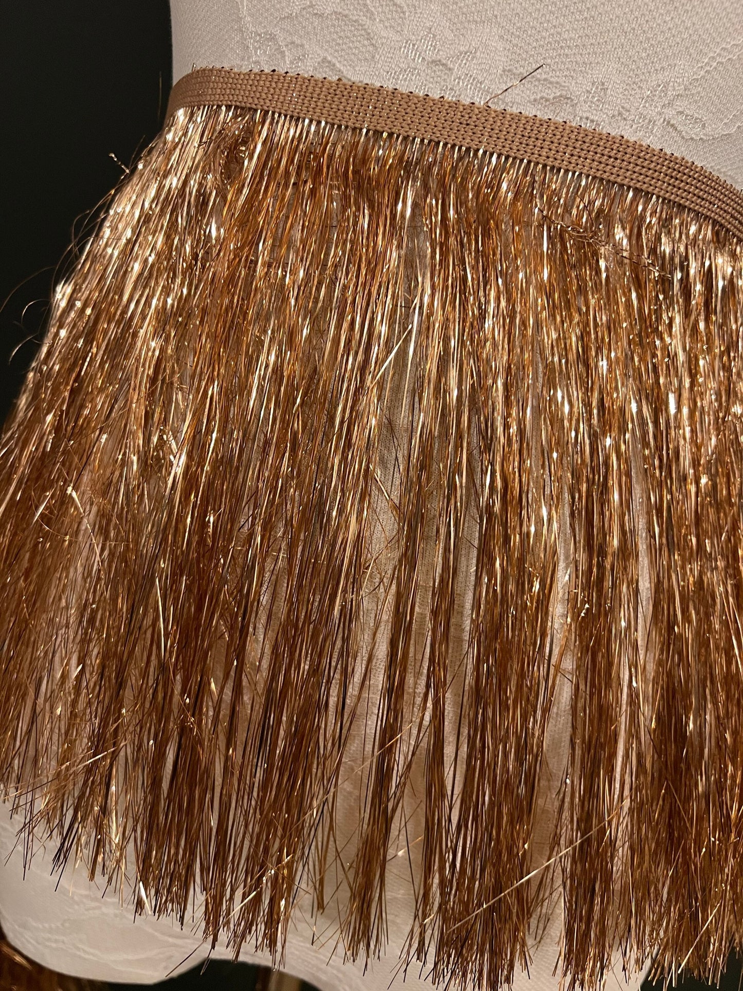 Rose Gold Tinsel Fringe, 8" Wide, High Dense Quality, 17 Colours
