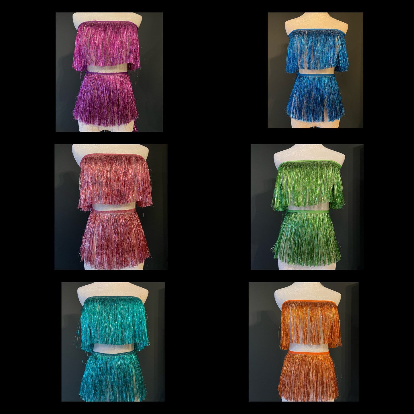 Rose Gold Tinsel Fringe, 8" Wide, High Dense Quality, 17 Colours