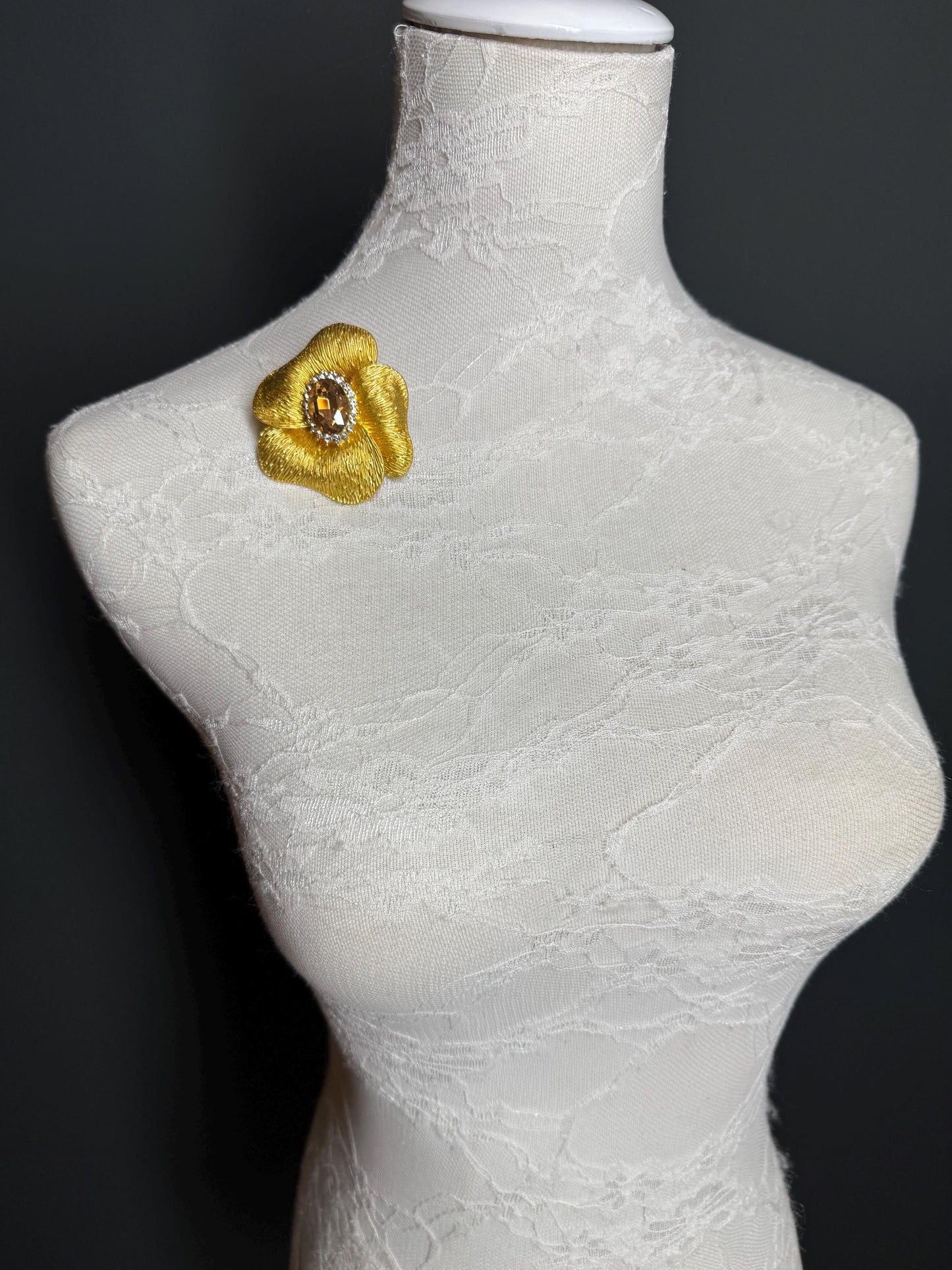 Flower Brooch, 3D Gold Brooch, Metal Pin on Brooch, Accessory, 2 1/4” Wide, Gift, FAN Design, Brooches, Festival, High Quality