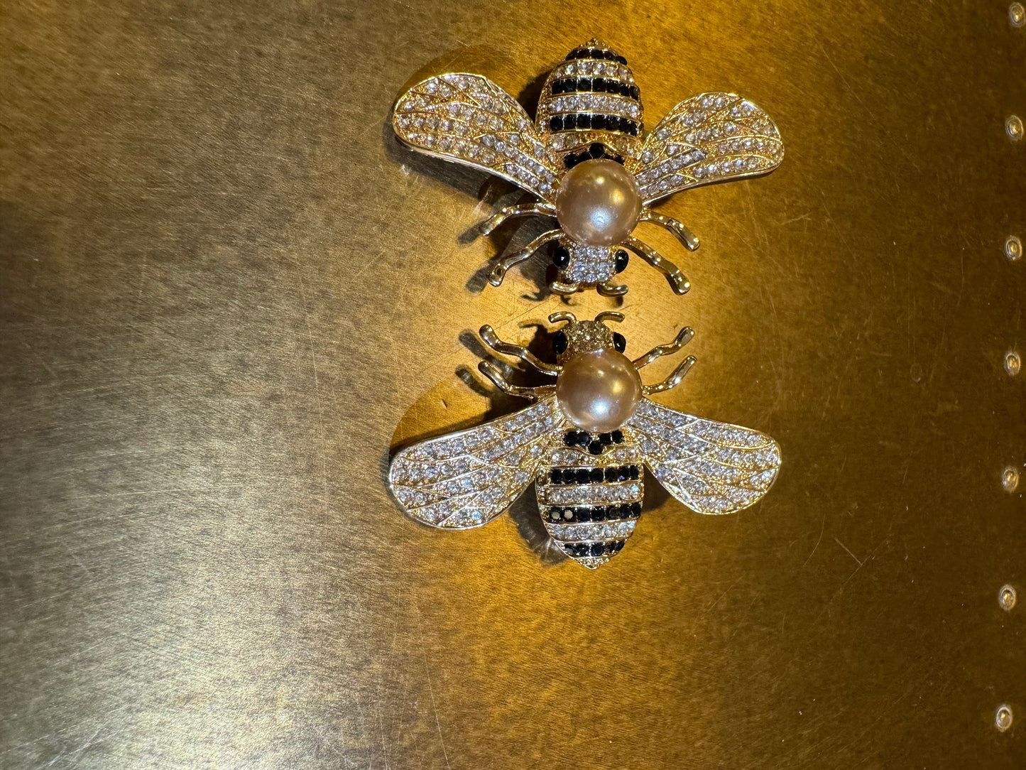 Bee Pin on Brooch, Diamanté & Pearl, Gift, Elegant Brooch, 5cm x 3cm, 2” Wide, Brooch, Elegant
