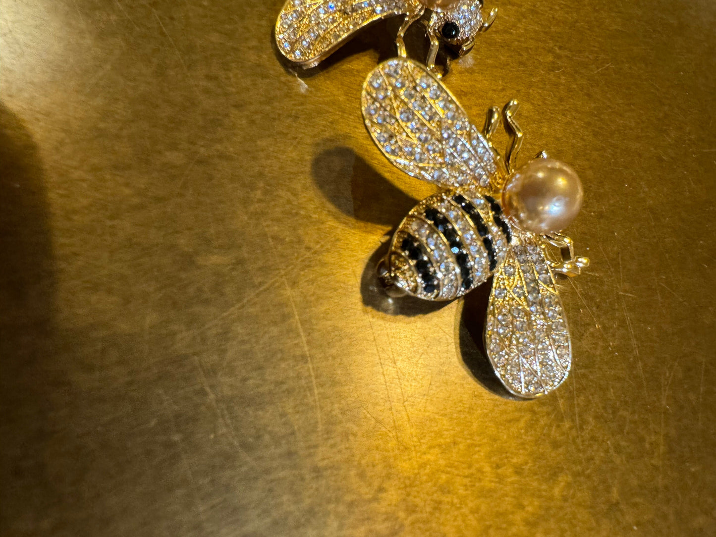 Bee Pin on Brooch, Diamanté & Pearl, Gift, Elegant Brooch, 5cm x 3cm, 2” Wide, Brooch, Elegant