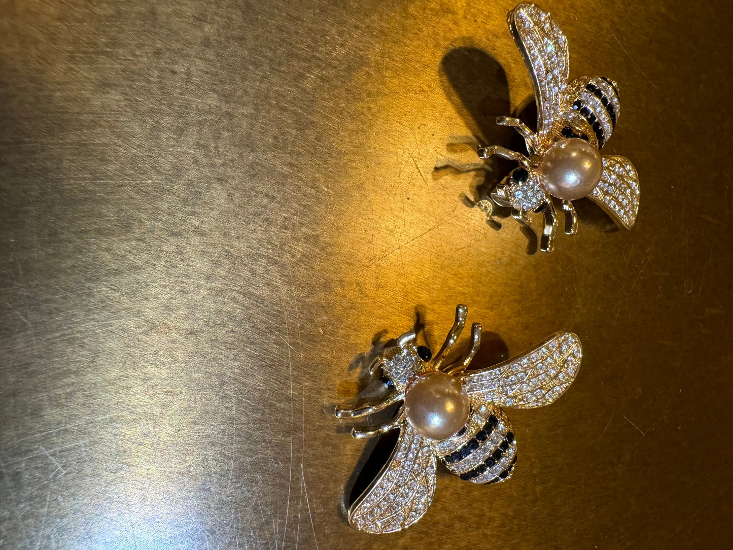 Bee Pin on Brooch, Diamanté & Pearl, Gift, Elegant Brooch, 5cm x 3cm, 2” Wide, Brooch, Elegant