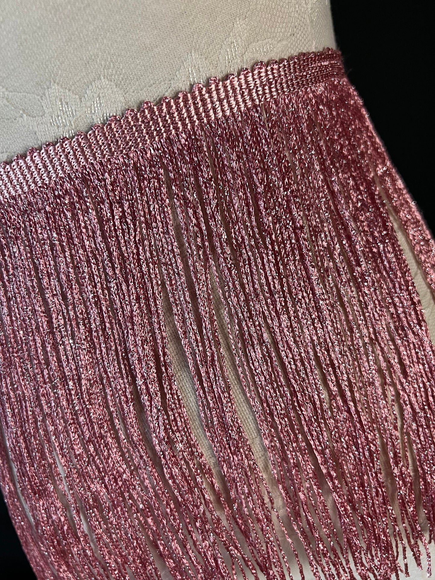 Lurex Fringe, 8” Wide, Fringe trimming, 20cm Wide Fringe, Purple, Pink, Black, Navy
