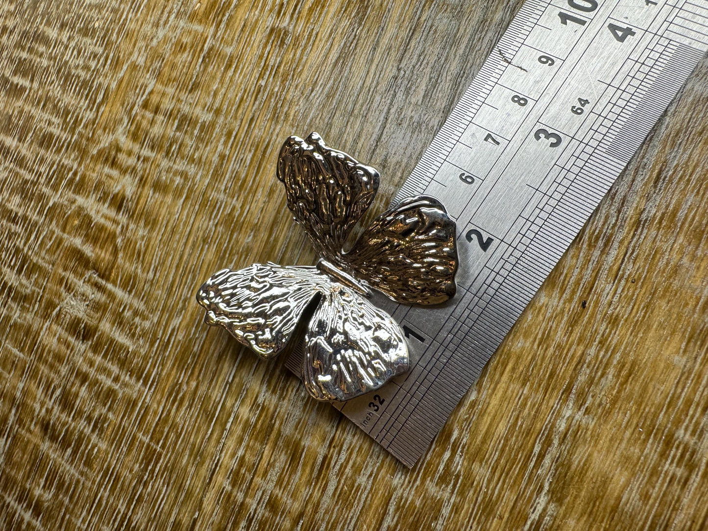 Butterfly Metal Brooch, Silver Brooch, Pin on, Accessory, 2” Wide, Gift, FAN Design, Brooches, Festival