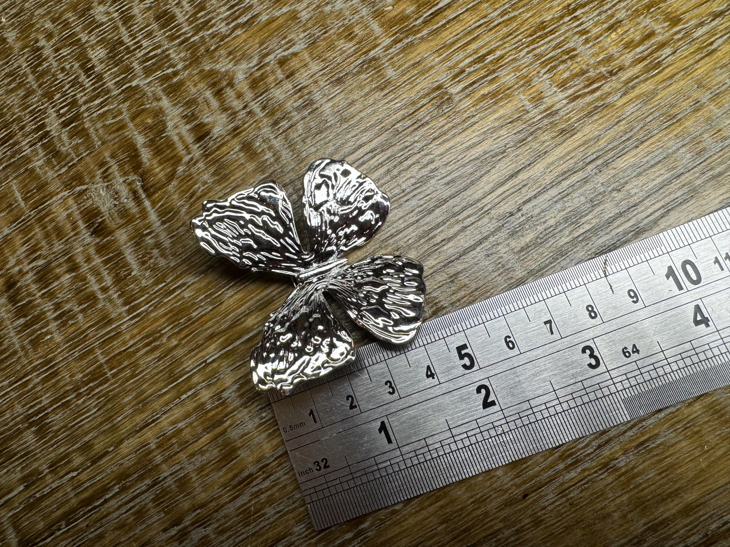 Butterfly Metal Brooch, Silver Brooch, Pin on, Accessory, 2” Wide, Gift, FAN Design, Brooches, Festival