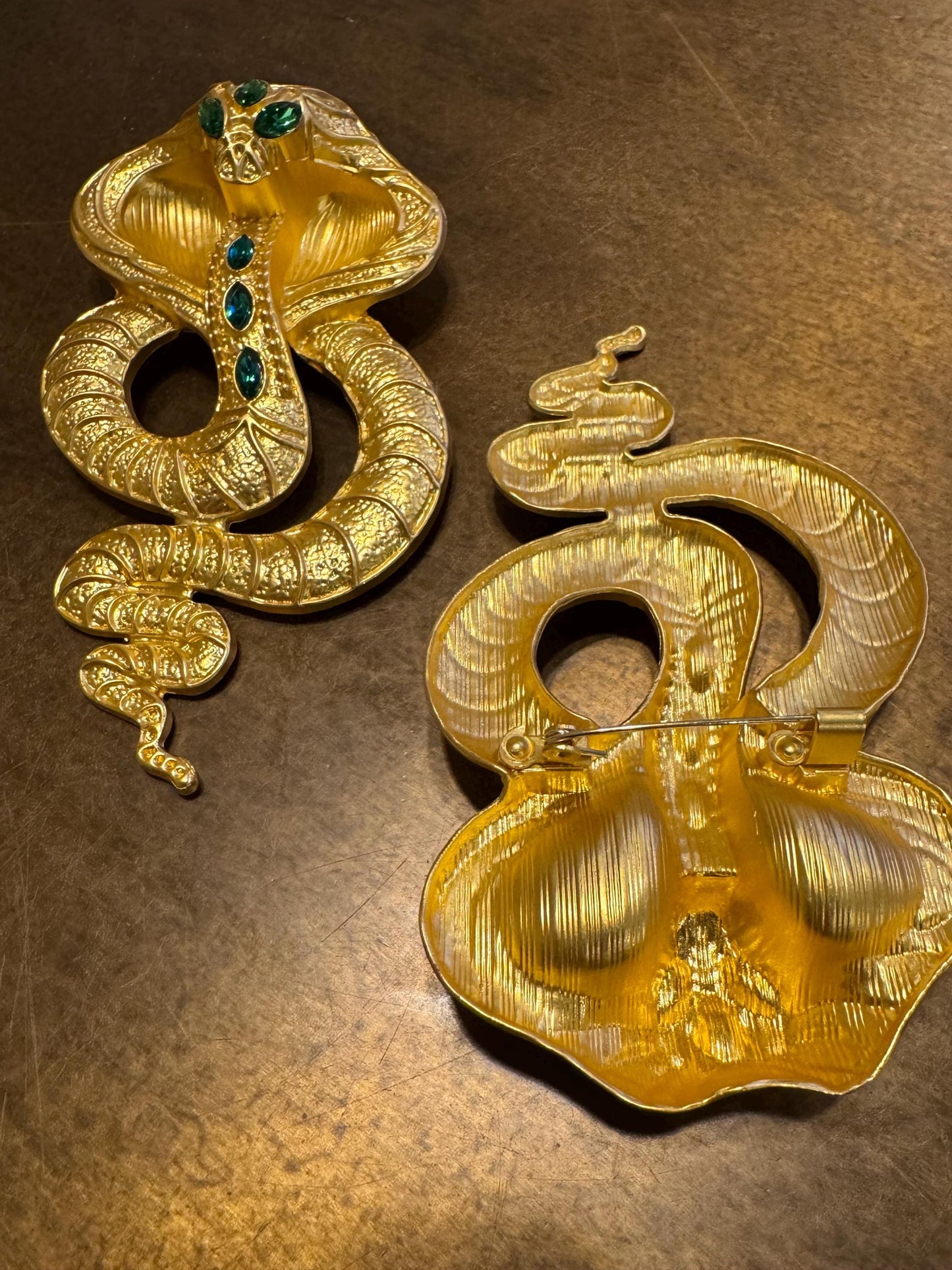 Gold Snake Brooch 3.5”