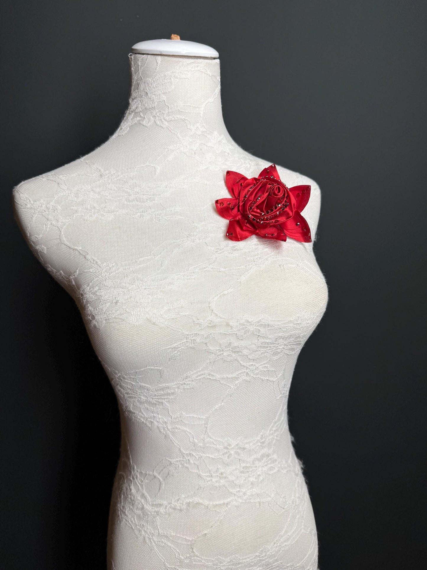 Corsage Flower, Red, 5” Wide, Pin on Corsage, Bridal, Clothing, Fashion, Hat, Accessory, Fashion, FAN Design, Gift