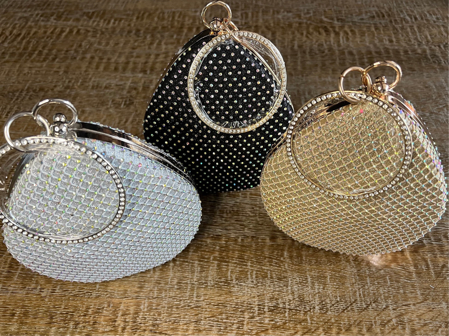 Rhinestone Ring Handle Evening Handbag, Diamanté Clutch