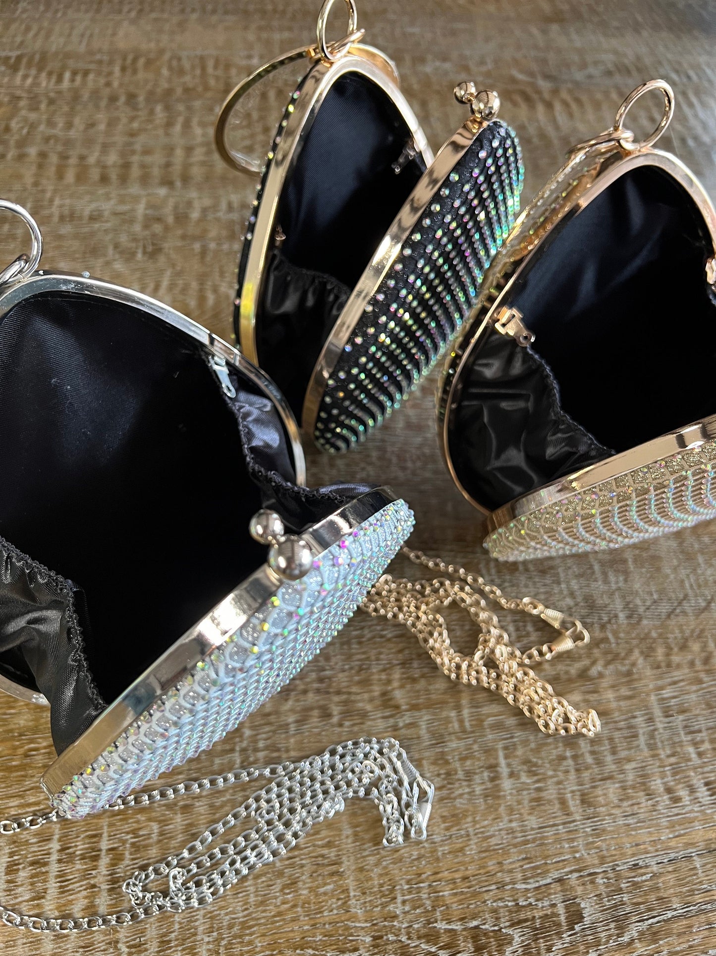 Rhinestone Ring Handle Evening Handbag, Diamanté Clutch