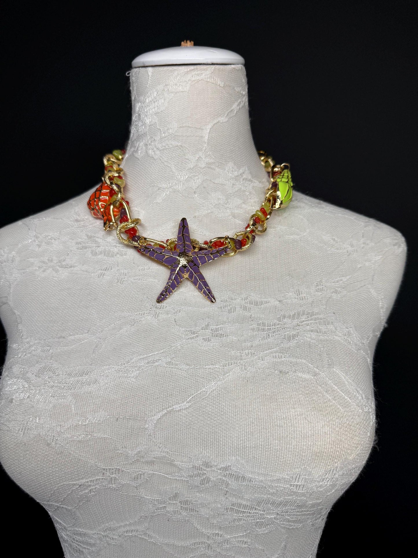 Starfish, Shells Necklace, Beads, High Quality, Chain Necklace, Shells, Fashion, FAN Design, Gift, Beach, Resort, Gift, Festival