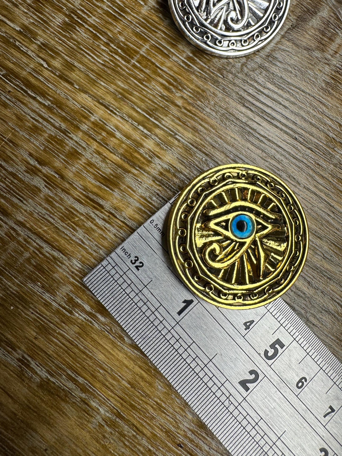 Evil Eye Metal Brooch, Solid Metal Brooch, Pin on, Jewellery, Accessory, 2” Wide, Unusual, Gift, FAN Design, Brooches, Gold, Silver, Gift